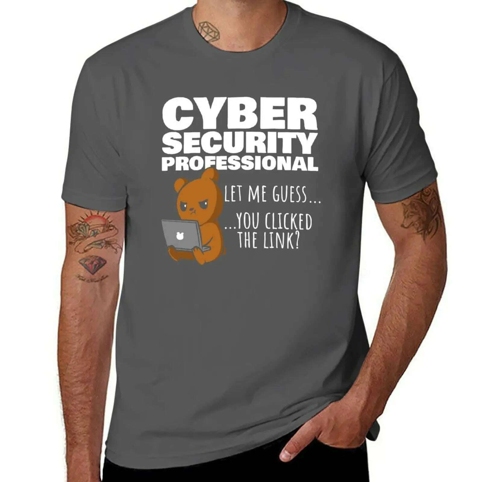 KIMLUD, New You Clicked The Link? Funny Cybersecurity Infosec T-Shirt oversized t shirts vintage t shirt kawaii clothes Men's clothing, Dark Gray / S, KIMLUD APPAREL - Womens Clothes