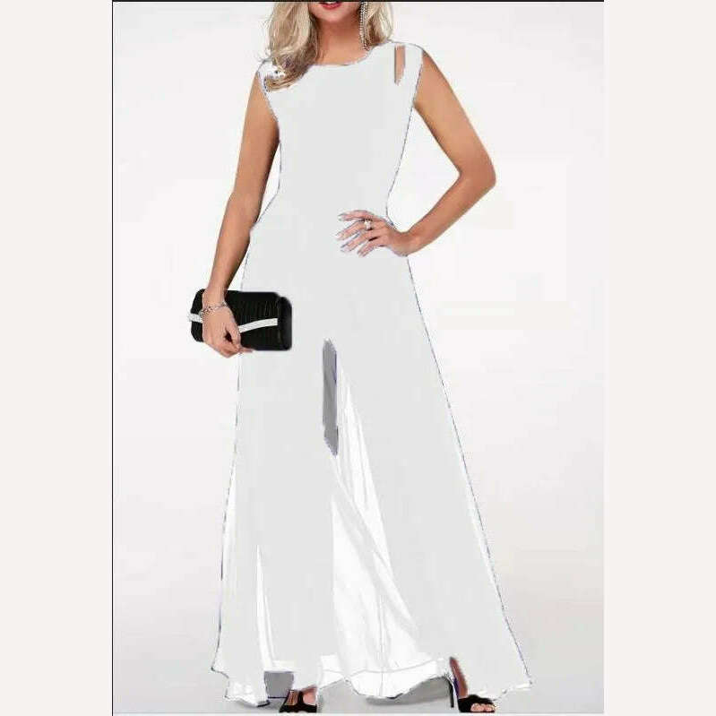 KIMLUD, New2023 Women's Summer Casual Jumpsuits Solid Elegant Sleeveless High Waist Women One Pieces Overalls Female Party Club Outfits, KIMLUD Women's Clothes