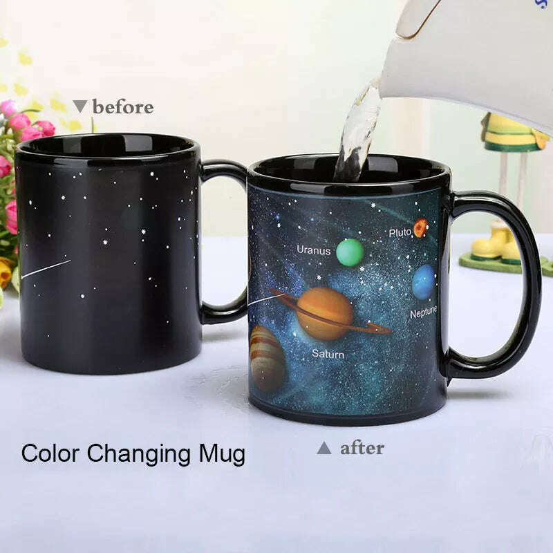 Newest Style Ceramic Cups Changing Color Mug Milk Coffee Mugs Friends Gifts Student Breakfast Cup Star Solar System Mugs - KIMLUD