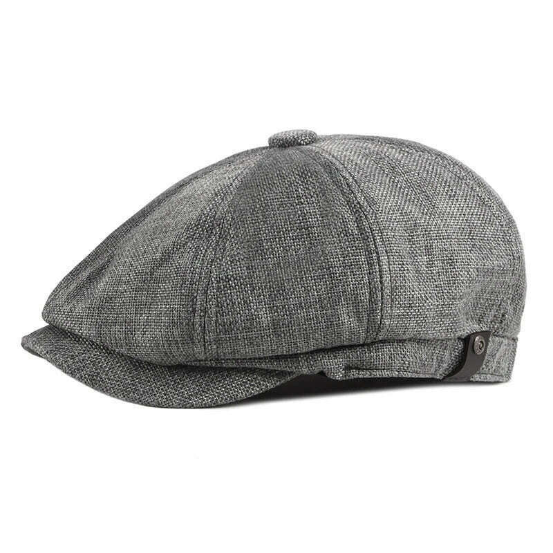 KIMLUD, Newsboy Hat Men Beret Cabbie Driving Hunting Caps Vintage Tweed Peaky Blinders Berets Flat Peaked Cap Street Hats for Men Women, Style 01 Deep Grey, KIMLUD Womens Clothes