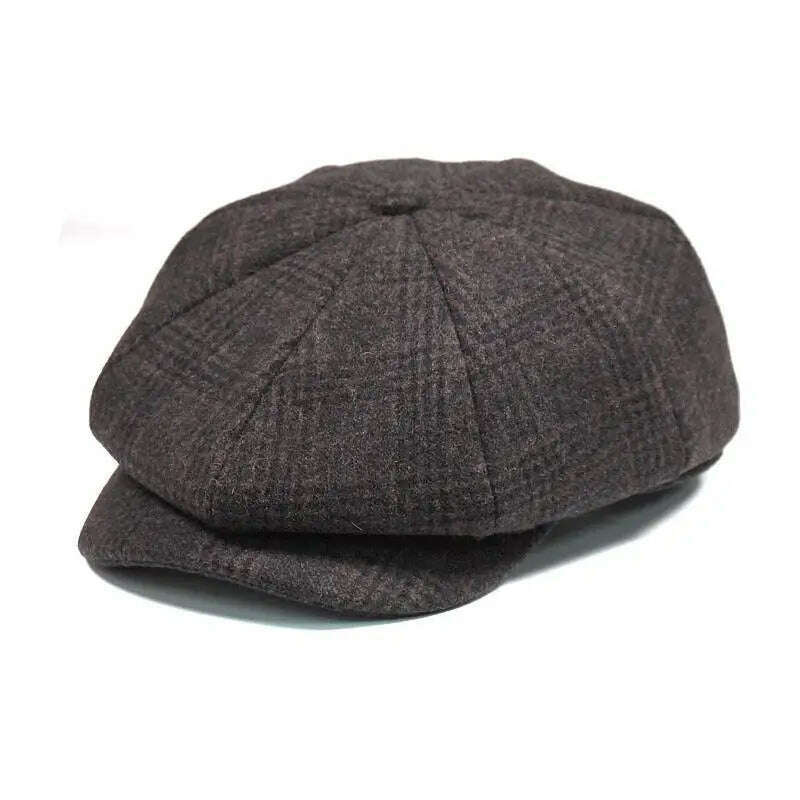 KIMLUD, Newsboy Hat Men Beret Cabbie Driving Hunting Caps Vintage Tweed Peaky Blinders Berets Flat Peaked Cap Street Hats for Men Women, Style 04 Brown, KIMLUD Womens Clothes