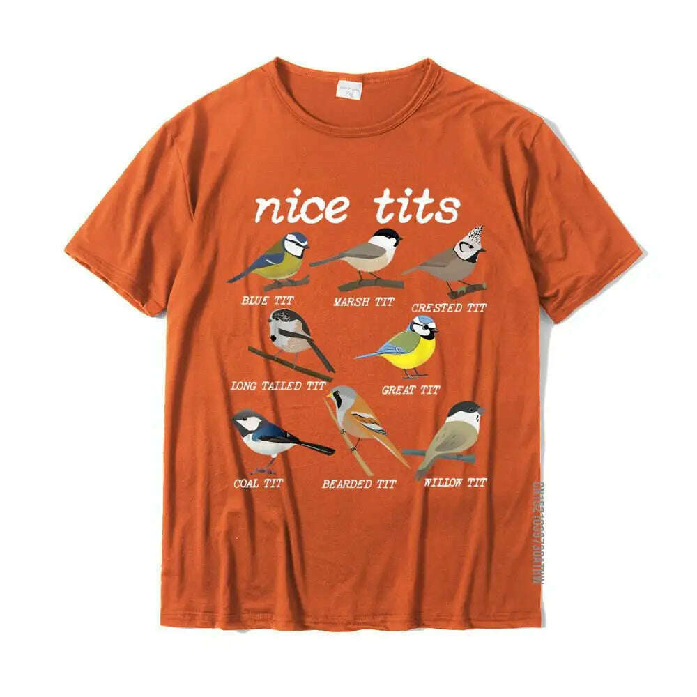 KIMLUD, Nice Tits Funny Bird Watching Funny Tit Birds Birdwatcher T-Shirt Cotton Tops T Shirt Design Special Street T Shirts, KIMLUD Womens Clothes