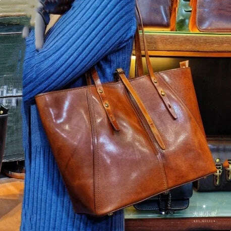 KIMLUD, Niche Design Women Bags Retro Luxury New Genuine Leather Lady Handbags Large Capacity Fashion Tote Bag Portable Shoulder Bags, Yellow, KIMLUD Women's Clothes