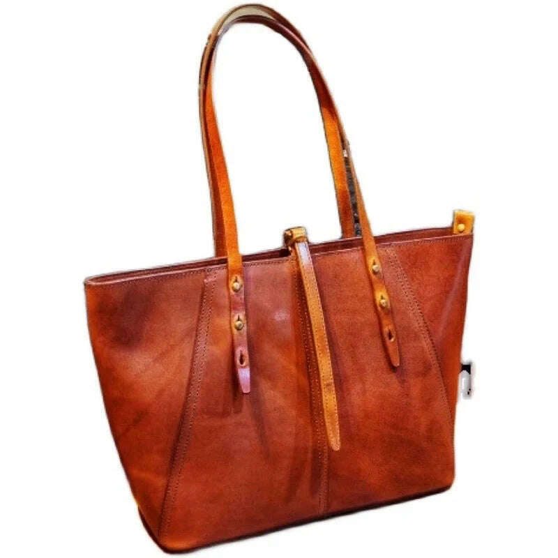KIMLUD, Niche Design Women Bags Retro Luxury New Genuine Leather Lady Handbags Large Capacity Fashion Tote Bag Portable Shoulder Bags, KIMLUD Women's Clothes