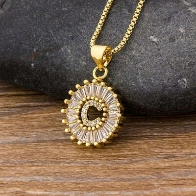 Nidin Hot Sale Women Girls Initial Letter Necklace 26 Letters Charm Family Name Pendant Top Quality Copper Zircon Jewelry Gift - KIMLUD