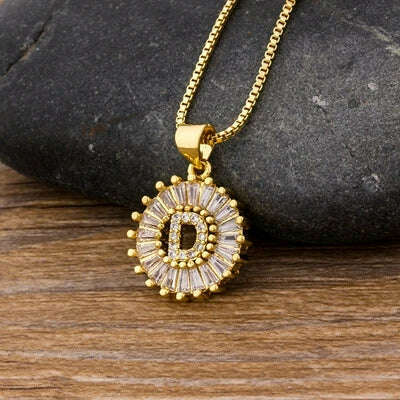 Nidin Hot Sale Women Girls Initial Letter Necklace 26 Letters Charm Family Name Pendant Top Quality Copper Zircon Jewelry Gift - KIMLUD