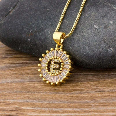 Nidin Hot Sale Women Girls Initial Letter Necklace 26 Letters Charm Family Name Pendant Top Quality Copper Zircon Jewelry Gift - KIMLUD