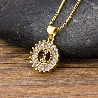 Nidin Hot Sale Women Girls Initial Letter Necklace 26 Letters Charm Family Name Pendant Top Quality Copper Zircon Jewelry Gift - KIMLUD