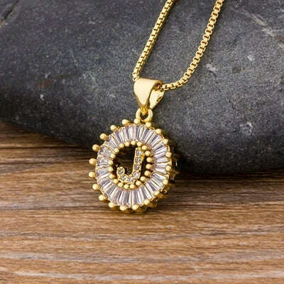 Nidin Hot Sale Women Girls Initial Letter Necklace 26 Letters Charm Family Name Pendant Top Quality Copper Zircon Jewelry Gift - KIMLUD