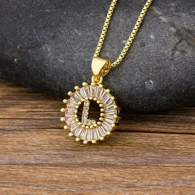 Nidin Hot Sale Women Girls Initial Letter Necklace 26 Letters Charm Family Name Pendant Top Quality Copper Zircon Jewelry Gift - KIMLUD