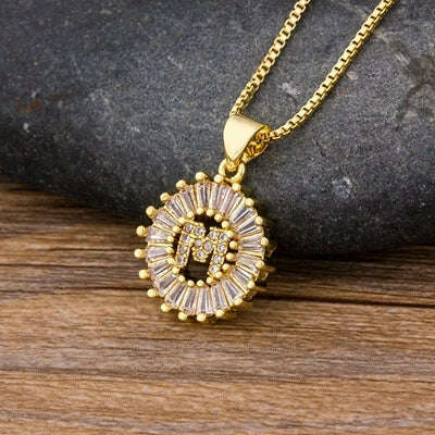 Nidin Hot Sale Women Girls Initial Letter Necklace 26 Letters Charm Family Name Pendant Top Quality Copper Zircon Jewelry Gift - KIMLUD