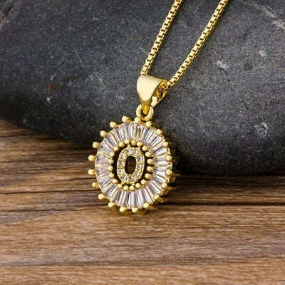 Nidin Hot Sale Women Girls Initial Letter Necklace 26 Letters Charm Family Name Pendant Top Quality Copper Zircon Jewelry Gift - KIMLUD