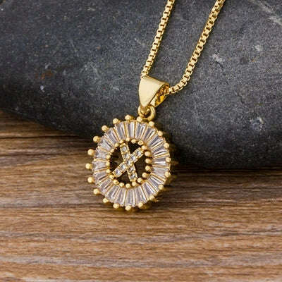 Nidin Hot Sale Women Girls Initial Letter Necklace 26 Letters Charm Family Name Pendant Top Quality Copper Zircon Jewelry Gift - KIMLUD