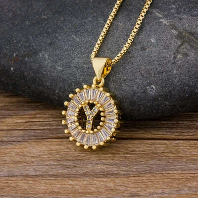 Nidin Hot Sale Women Girls Initial Letter Necklace 26 Letters Charm Family Name Pendant Top Quality Copper Zircon Jewelry Gift - KIMLUD