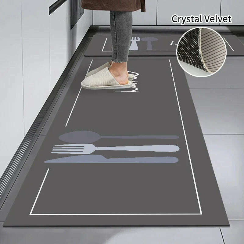 KIMLUD, Non-slip Kitchen Mat Long Rugs Crystal Velvet Carpet for Living Room Absorbent Foot Mats Bedroom Doormat Alfombra 러그 주방매트, Kitchen Mat S9 / M  50x80cm 1pc, KIMLUD Womens Clothes