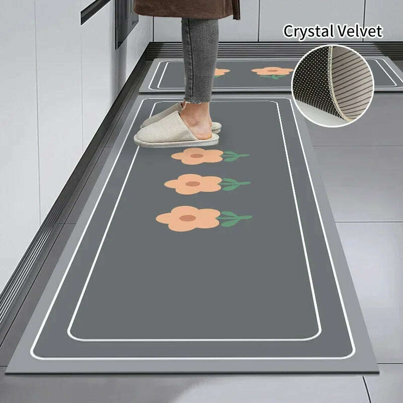KIMLUD, Non-slip Kitchen Mat Long Rugs Crystal Velvet Carpet for Living Room Absorbent Foot Mats Bedroom Doormat Alfombra 러그 주방매트, Kitchen Mat S8 / L  40x120cm 1pc, KIMLUD Womens Clothes