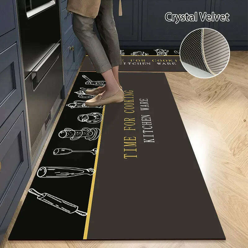 KIMLUD, Non-slip Kitchen Mat Long Rugs Crystal Velvet Carpet for Living Room Absorbent Foot Mats Bedroom Doormat Alfombra 러그 주방매트, Kitchen Mat S19 / XL  50x160cm 1pc, KIMLUD Womens Clothes