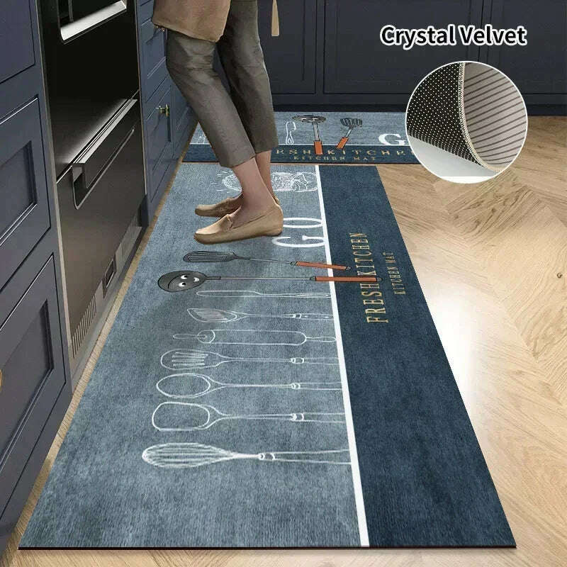 KIMLUD, Non-slip Kitchen Mat Long Rugs Crystal Velvet Carpet for Living Room Absorbent Foot Mats Bedroom Doormat Alfombra 러그 주방매트, Kitchen Mat S2 / S  40x60cm 1pc, KIMLUD Womens Clothes