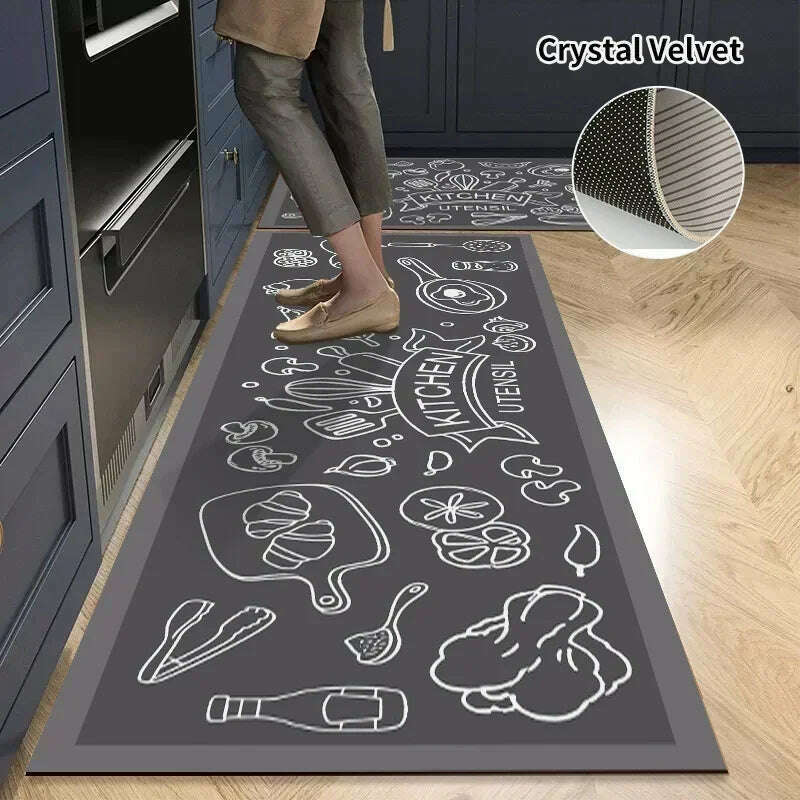 KIMLUD, Non-slip Kitchen Mat Long Rugs Crystal Velvet Carpet for Living Room Absorbent Foot Mats Bedroom Doormat Alfombra 러그 주방매트, Kitchen Mat S4 / S  40x60cm 1pc, KIMLUD Womens Clothes