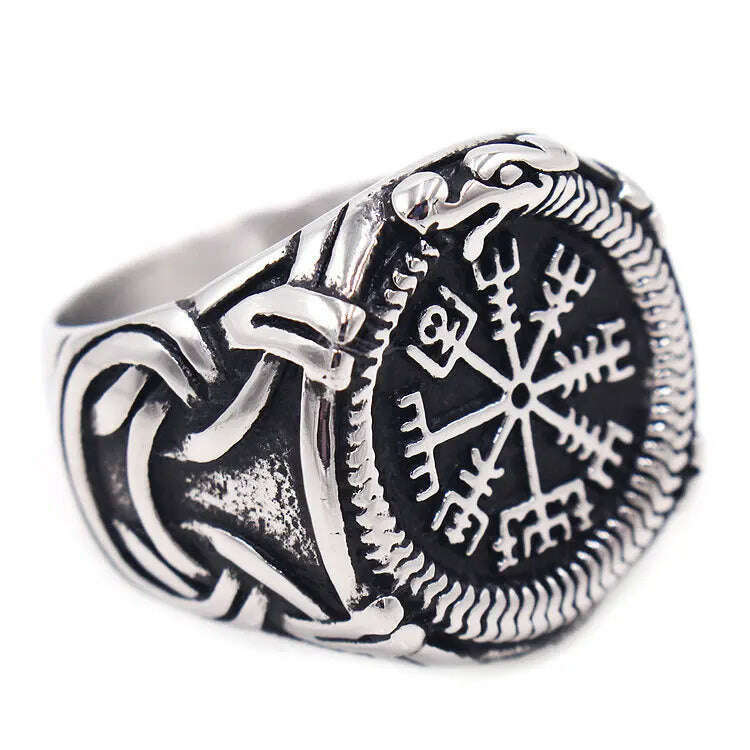KIMLUD, Nordic Celtics Knotwork Viking Tree of Life Yggdrasil Ring For Men Vintage Stainless Steel Viking Ring Amulet Jewelry Gift, 7 / Sapphire 1 / China, KIMLUD Women's Clothes