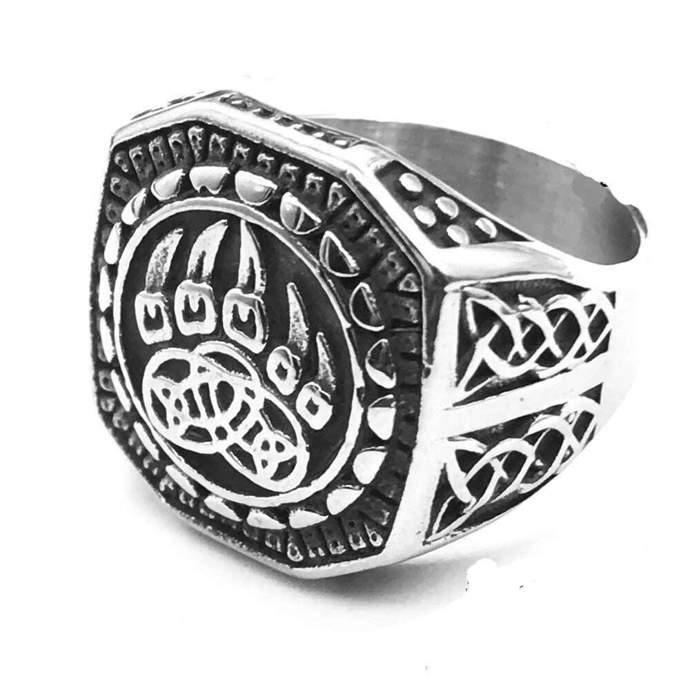 KIMLUD, Nordic Celtics Knotwork Viking Tree of Life Yggdrasil Ring For Men Vintage Stainless Steel Viking Ring Amulet Jewelry Gift, 9 / Pink / China, KIMLUD Womens Clothes