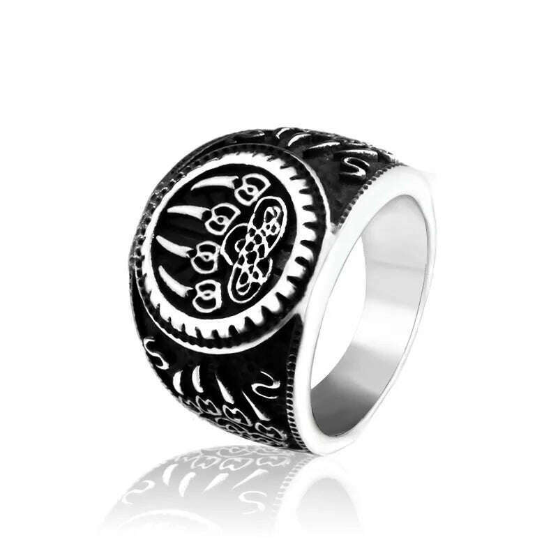 KIMLUD, Nordic Celtics Knotwork Viking Tree of Life Yggdrasil Ring For Men Vintage Stainless Steel Viking Ring Amulet Jewelry Gift, 7 / light purple / China, KIMLUD Women's Clothes