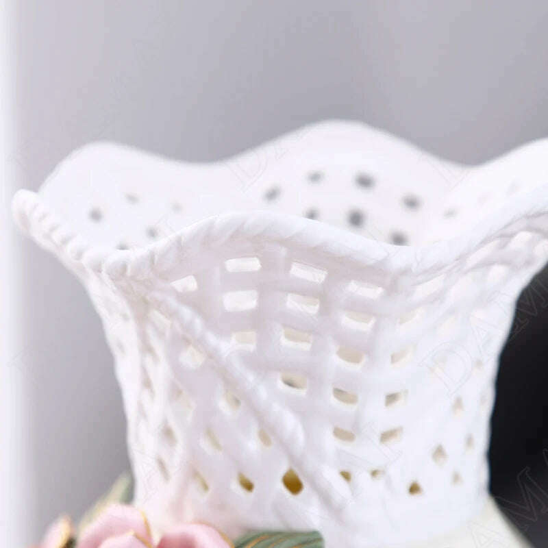 Nordic Ceramic Vases Relief Craft Office Plant Pots Rose Flower Decorative Meeting Room Dried Flowers Organizer Home Decoration - KIMLUD
