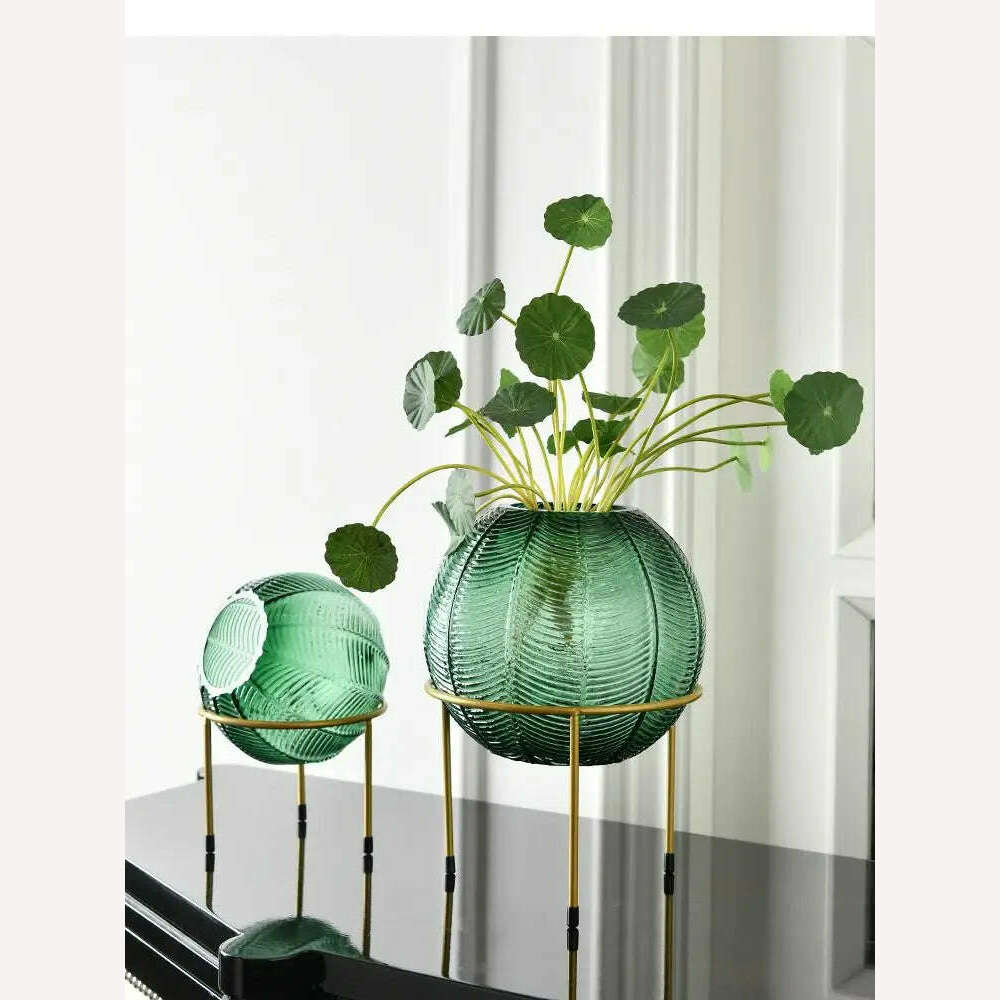 KIMLUD, Nordic Creative glass Round vase Transparent Hydroponics Flower arrangement Modern home desktop decorations Wedding flower vase, KIMLUD Womens Clothes