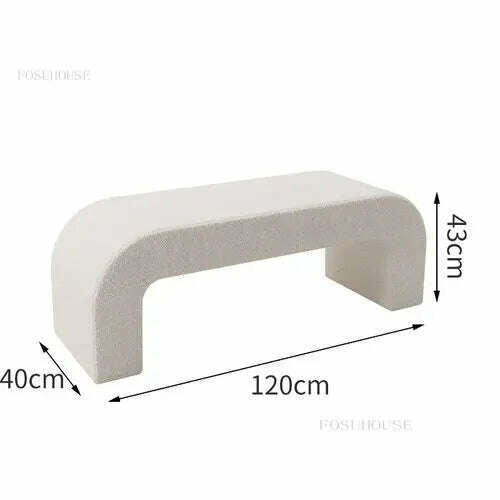 KIMLUD, Nordic Entrance Shoe Changing Stools Modern Home Furniture Simple Bed End Ottoman cashmere Bench Living Room Sofa Stools B, 120X40X43cm, KIMLUD Women's Clothes