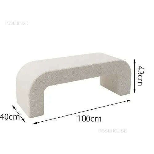 KIMLUD, Nordic Entrance Shoe Changing Stools Modern Home Furniture Simple Bed End Ottoman cashmere Bench Living Room Sofa Stools B, 100X40X43cm, KIMLUD Women's Clothes