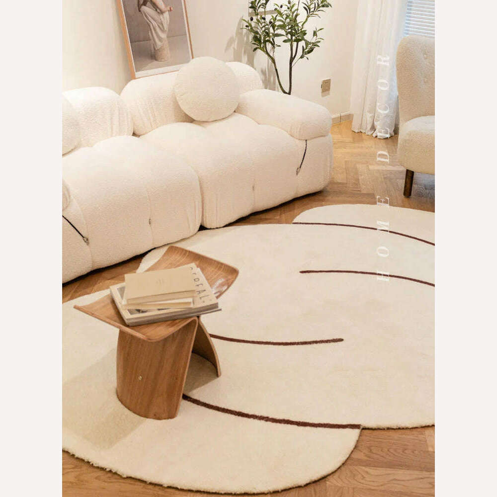 KIMLUD, Nordic Irregular Concise Living Room Carpet Decor Bedroom Rug Modern Bedside Coffee Table Floor Mat Girls Room Lovely Mat, KIMLUD Women's Clothes