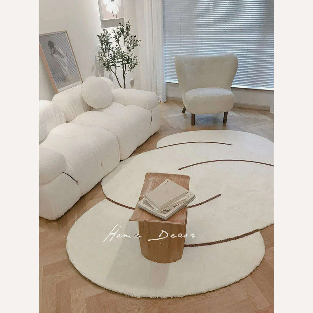 KIMLUD, Nordic Irregular Concise Living Room Carpet Decor Bedroom Rug Modern Bedside Coffee Table Floor Mat Girls Room Lovely Mat, KIMLUD Womens Clothes