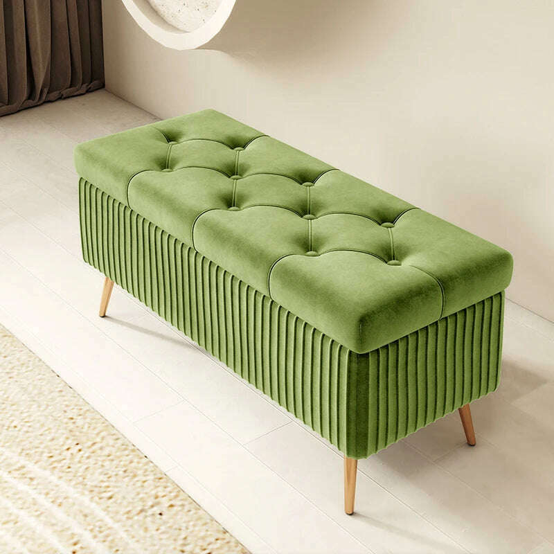 Nordic Light Luxury Stools Bedroom Bed End Sofa Ottomans Home Door Long Bench Clothing Store Shoe Changing Stool Storage Ottoman, G 80cm fruit green, KIMLUD Women's Clothes