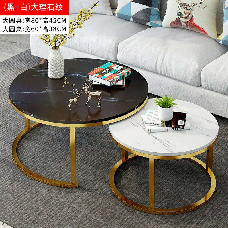 KIMLUD, Nordic Living Room Coffee Table Writing Luxury Round Side Coffee Table Living Room Furniture Meubles De Salon Home Furniture, Gold 80 Black 60 w, KIMLUD Womens Clothes