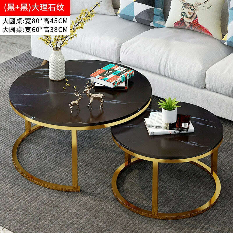 KIMLUD, Nordic Living Room Coffee Table Writing Luxury Round Side Coffee Table Living Room Furniture Meubles De Salon Home Furniture, Gold 80 Black 60 b, KIMLUD Womens Clothes