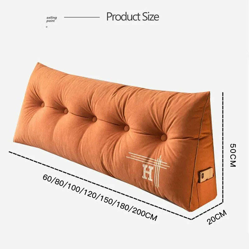 KIMLUD, Nordic Removable Bedside Cushion Triangular Bed Backrests Large Pillows For Home Soft Backrest Pillow Cushions Headboard Cover, KIMLUD Women's Clothes