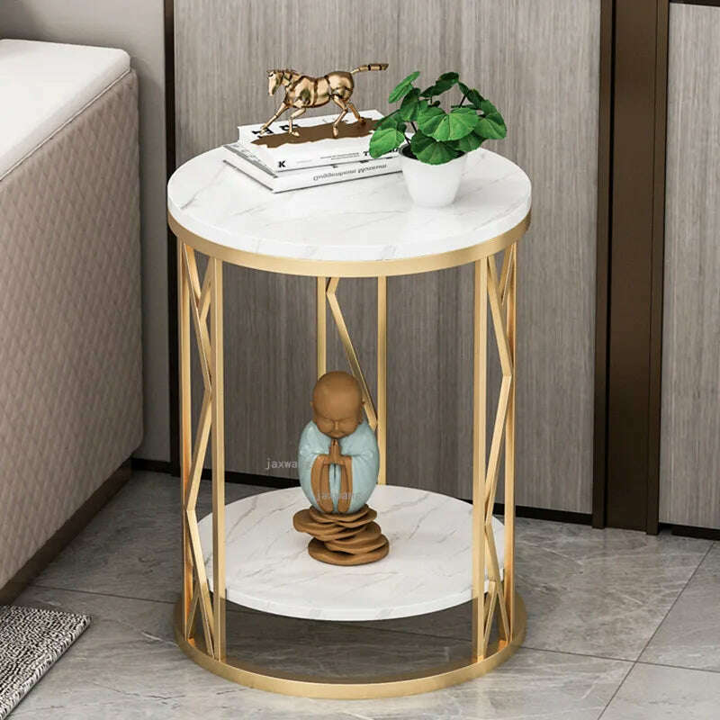 KIMLUD, Nordic Sofa Side Cabinet Luxury Removable Small Coffee Table Modern Bedroom Furniture Simple Bedside Small Round Table, KIMLUD Womens Clothes