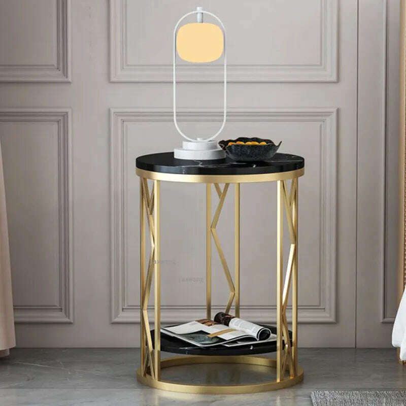 KIMLUD, Nordic Sofa Side Cabinet Luxury Removable Small Coffee Table Modern Bedroom Furniture Simple Bedside Small Round Table, KIMLUD Womens Clothes