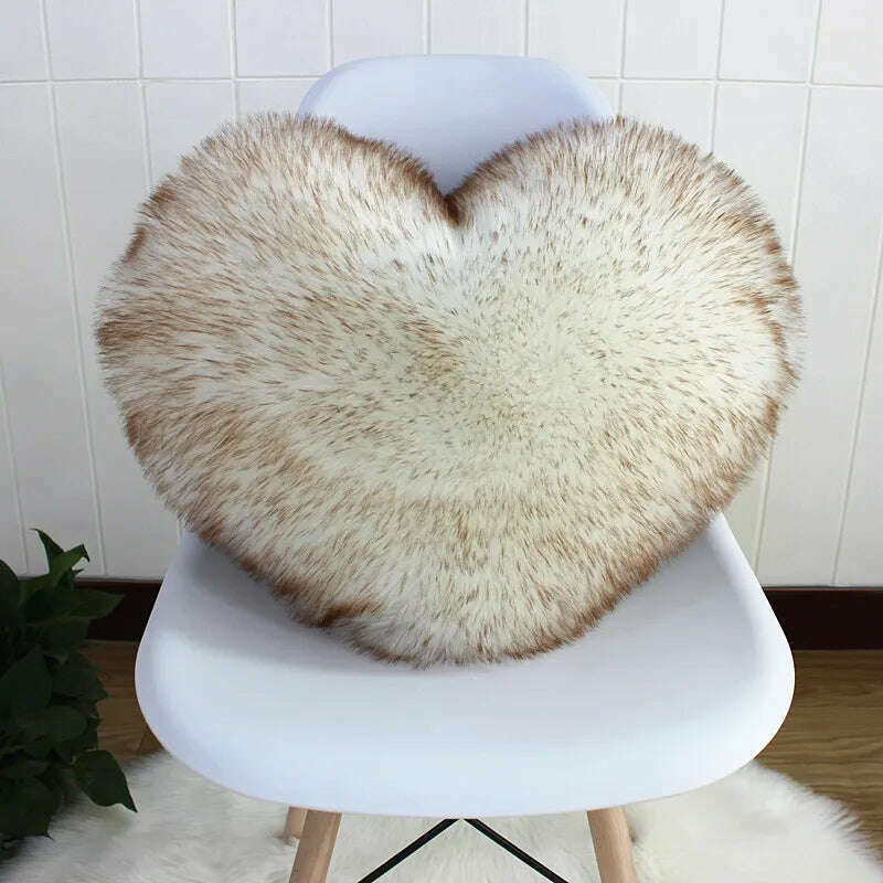 KIMLUD, Nordic Style Heart Shape Cover Shaggy Fluffy Soft Fur Plush Cushion Cover Living Room Bedroom Sofa Home Decor Pillow Covers, KIMLUD Womens Clothes