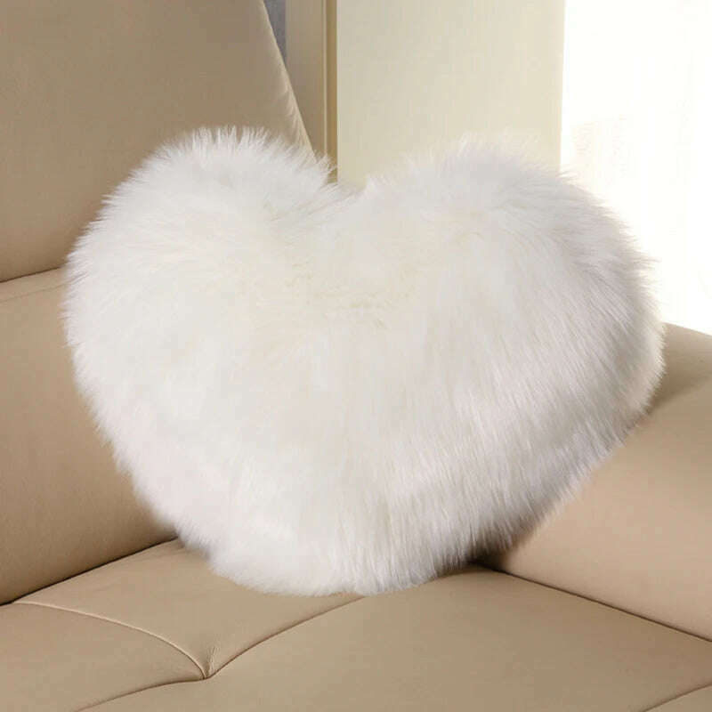 KIMLUD, Nordic Style Heart Shape Cover Shaggy Fluffy Soft Fur Plush Cushion Cover Living Room Bedroom Sofa Home Decor Pillow Covers, E, KIMLUD Womens Clothes