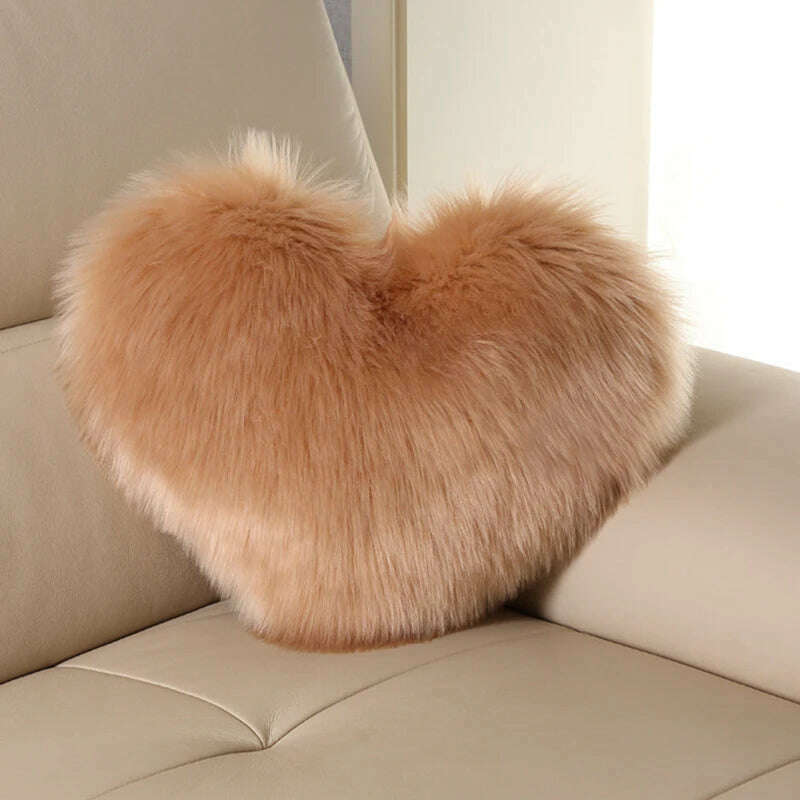 KIMLUD, Nordic Style Heart Shape Cover Shaggy Fluffy Soft Fur Plush Cushion Cover Living Room Bedroom Sofa Home Decor Pillow Covers, G, KIMLUD Womens Clothes