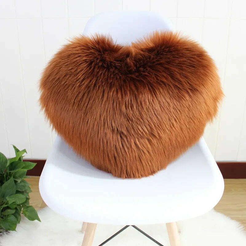 KIMLUD, Nordic Style Heart Shape Cover Shaggy Fluffy Soft Fur Plush Cushion Cover Living Room Bedroom Sofa Home Decor Pillow Covers, D, KIMLUD Womens Clothes