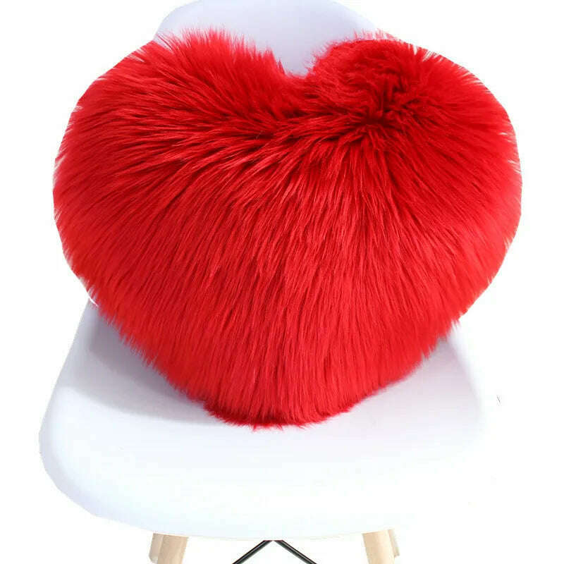 KIMLUD, Nordic Style Heart Shape Cover Shaggy Fluffy Soft Fur Plush Cushion Cover Living Room Bedroom Sofa Home Decor Pillow Covers, B, KIMLUD Womens Clothes