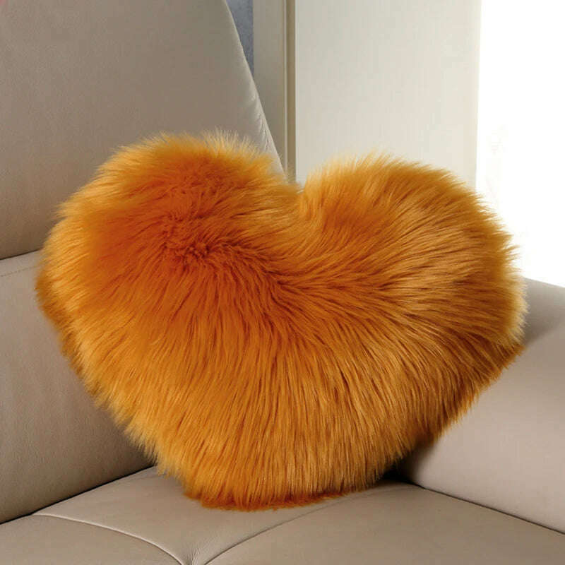 KIMLUD, Nordic Style Heart Shape Cover Shaggy Fluffy Soft Fur Plush Cushion Cover Living Room Bedroom Sofa Home Decor Pillow Covers, C, KIMLUD Womens Clothes