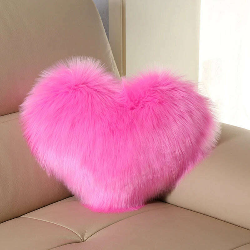 KIMLUD, Nordic Style Heart Shape Cover Shaggy Fluffy Soft Fur Plush Cushion Cover Living Room Bedroom Sofa Home Decor Pillow Covers, A, KIMLUD Womens Clothes