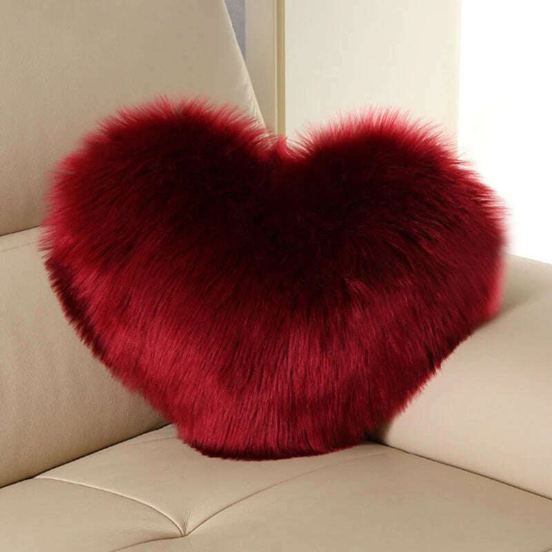 KIMLUD, Nordic Style Heart Shape Cover Shaggy Fluffy Soft Fur Plush Cushion Cover Living Room Bedroom Sofa Home Decor Pillow Covers, M, KIMLUD Womens Clothes