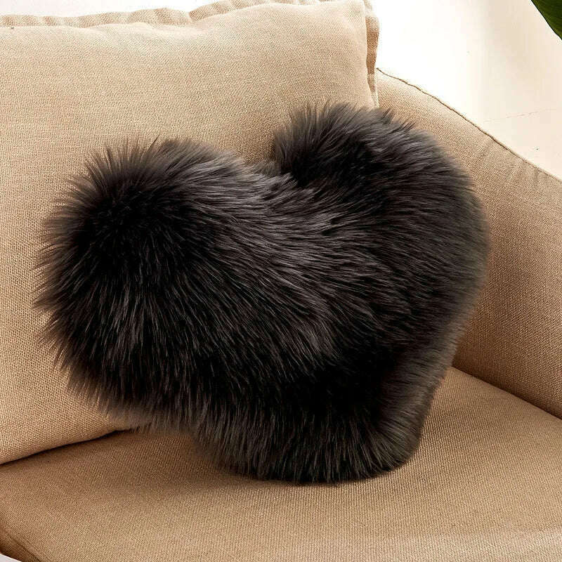 KIMLUD, Nordic Style Heart Shape Cover Shaggy Fluffy Soft Fur Plush Cushion Cover Living Room Bedroom Sofa Home Decor Pillow Covers, N, KIMLUD Womens Clothes
