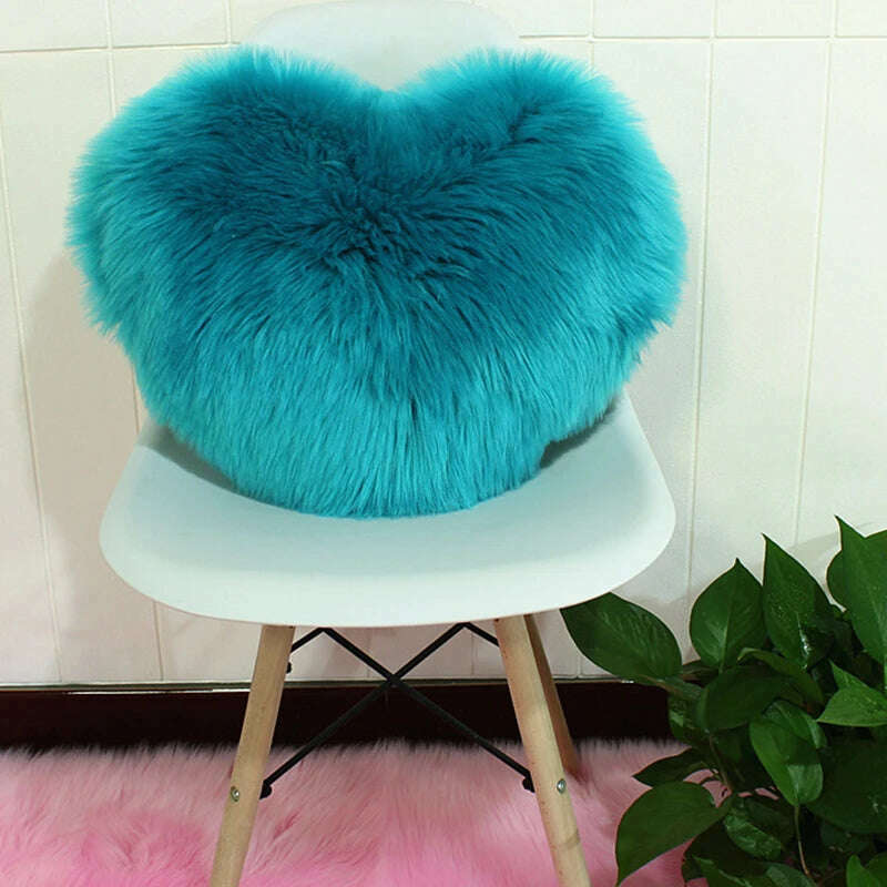 KIMLUD, Nordic Style Heart Shape Cover Shaggy Fluffy Soft Fur Plush Cushion Cover Living Room Bedroom Sofa Home Decor Pillow Covers, K, KIMLUD Womens Clothes