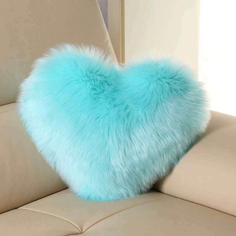KIMLUD, Nordic Style Heart Shape Cover Shaggy Fluffy Soft Fur Plush Cushion Cover Living Room Bedroom Sofa Home Decor Pillow Covers, L, KIMLUD Womens Clothes