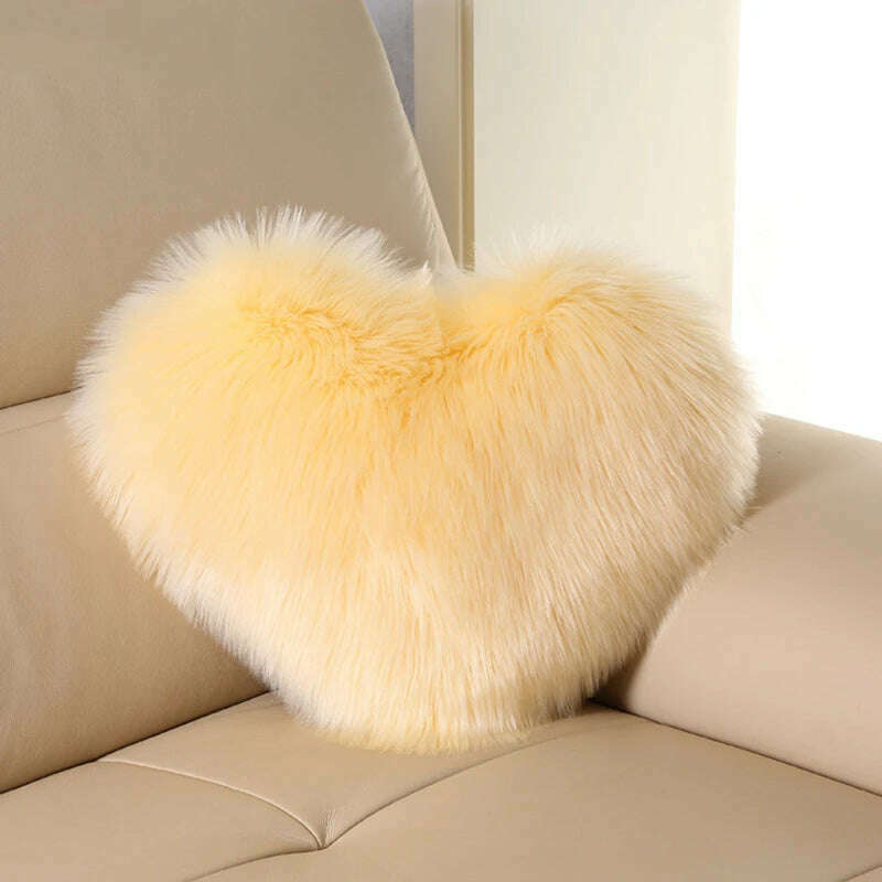 KIMLUD, Nordic Style Heart Shape Cover Shaggy Fluffy Soft Fur Plush Cushion Cover Living Room Bedroom Sofa Home Decor Pillow Covers, J, KIMLUD Womens Clothes